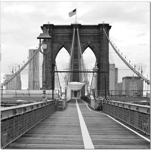 Brooklyn Bridge Flag Wall Art in Black & White